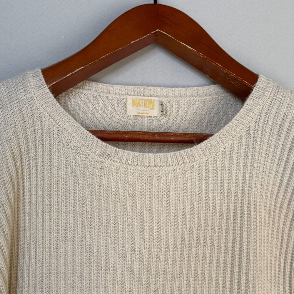 Nation LTD Jude Cream Baby Alpaca Blend Bell Cuff Sleeve Oversized Sweater Small - Picture 3 of 12